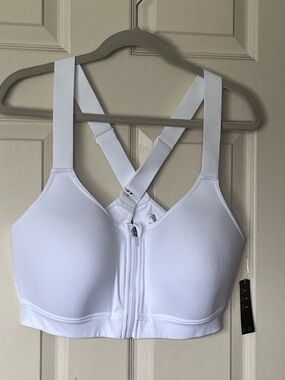 Ideology  NWT 2X White Front-Zip High-Impact Sports Bra
